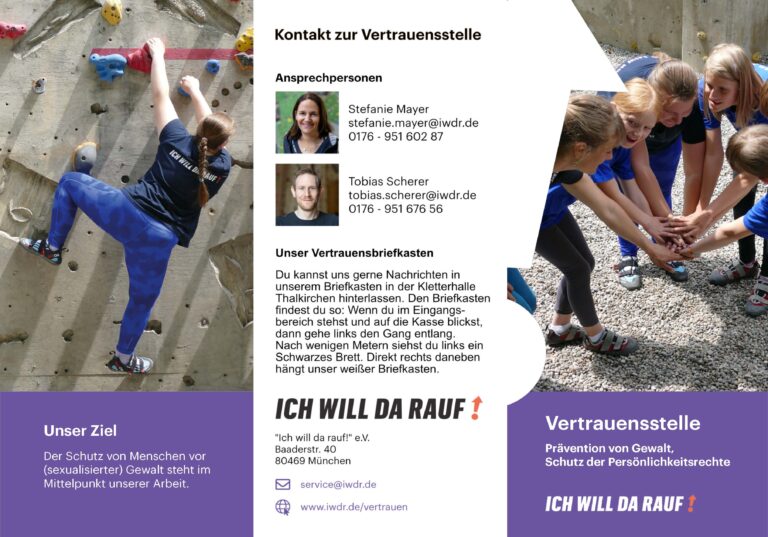 Abbildung eines Flyers zum Thema Kinderschutz und Vertrauensstelle beim IWDR