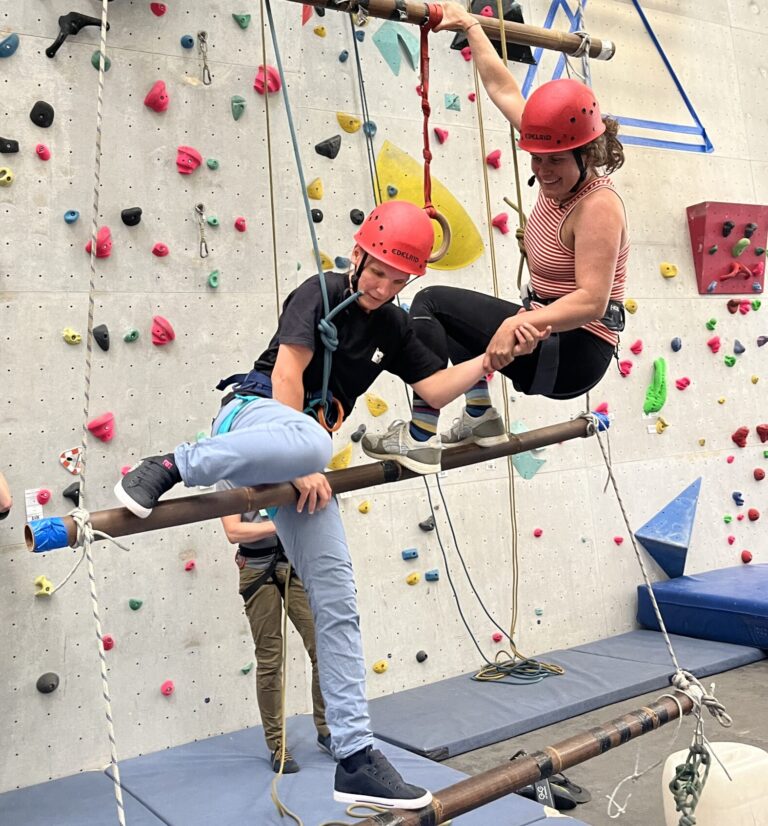 Erlebnispädagogische Aufbauten: Riesen leiter und schaukel